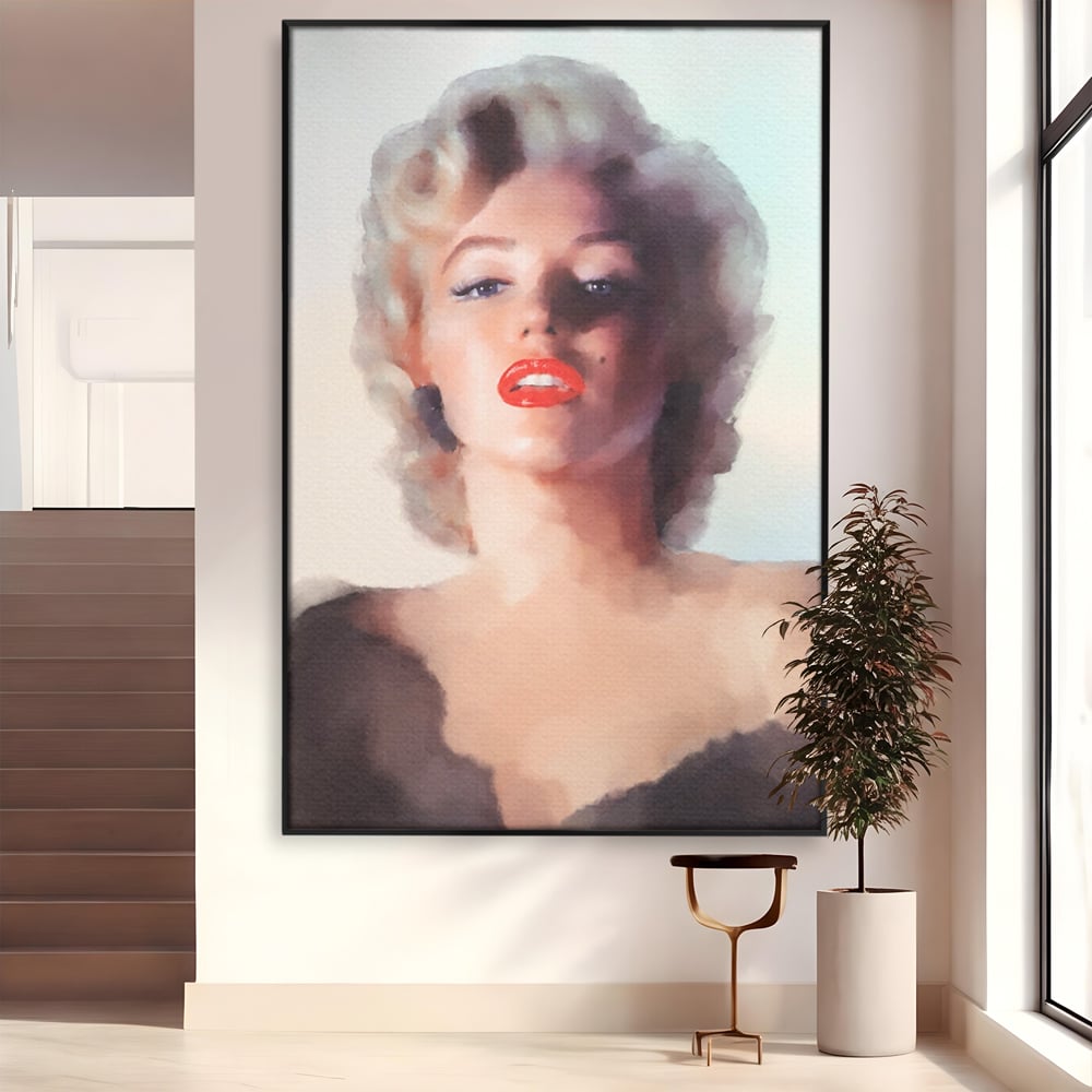 Tablou canvas cu tablou canvas cu marilyn monroe, in rama de aluminiu negru
